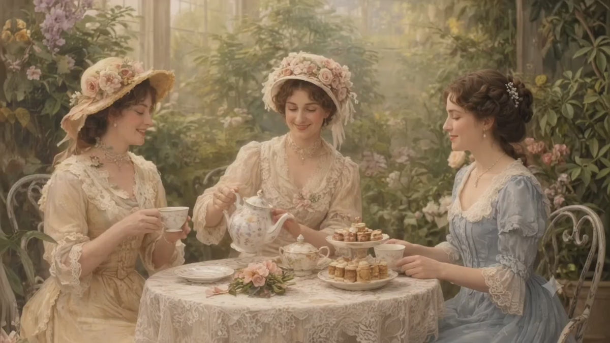Vintage Ladies Tea Party Canvas Wall Art Print, Feminine Wall Hanging Decor, Victorian 1800's Ladies, Home Decor, Gift for Her, Elegant Art